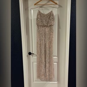 Adrianna Papell Blush Pink Beaded Sequined Formal Dress